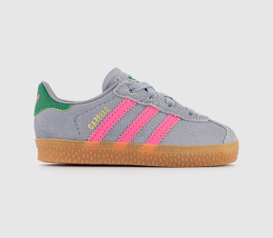 Adidas Kids Gazelle 2 Infant Trainers Halo Silver Pink Green Multi, 7infant