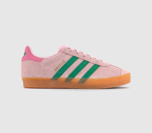 Adidas Gazelle 2 Kids Trainers Clear Pink Court Green Bliss, 11 Youth