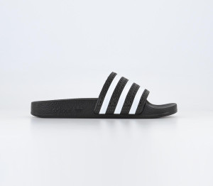 Adidas Adilette Kids Black And White Stripe Sliders, 5
