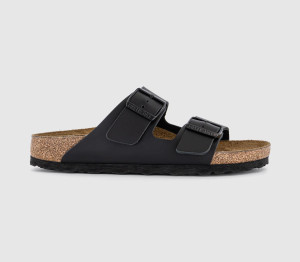 Birkenstock Womens Arizona Two Strap Sandals Black Natural Leather, 6