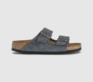 Birkenstock Womens Arizona Two Strap Sandals Charcoal Suede Grey, 3