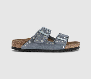 Birkenstock Womens Arizona Two Strap Sandals Stone Blue Rivet, 3