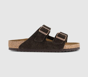 Birkenstock Womens Arizona Two Strap Sandals Suede Mocca Brown, 4