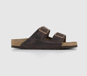 Birkenstock Womens Arizona Two Strap Sandals Habana Oiled Leather Brown, 7