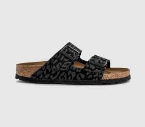 Birkenstock Womens Arizona Two Strap Sandals Leopard Black, 3