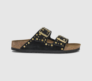 Birkenstock Womens Arizona Two Strap Sandals Black Rivet, 4