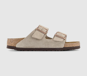 BIRKENSTOCK Women's Taupe Suede Arizona Two Strap Sandals, Size: 8