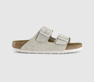 Birkenstock Womens Arizona Two Strap Sandals Oyster Suede Natural, 4