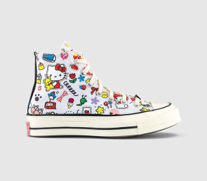 Converse Womens x Hello Kitty All Star Hi 70s Trainers Hello Kitty White Pink Green, 4