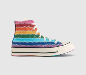 Converse Womens All Star Hi 70 S Trainers Blue Multi Stripe Egret Black, 6