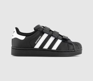 Adidas Kids Superstar Youth Trainers Black White, 10 Youth