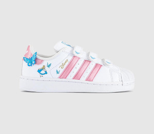 Adidas Superstar Disney Kids Trainers White Light Pink Aquamarine, 2