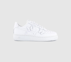 Nike Womens Air Force 1 Lo Trainers White White Black Butterfly, 9
