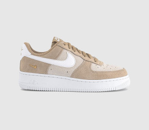 Nike Womens Air Force 1 Lo W Trainers Linen White Sanddrift Metallic Gold, 5.5