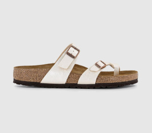 Birkenstock Mayari White And Brown Cross Strap Sandals, Women's, 7