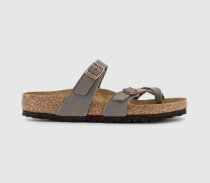 Birkenstock Womens Suede Lining Mayari Cross Strap Stone Sandals, Size: 8 In Grey