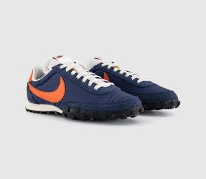 Nike Mens Waffle Racer Trainers Midnight Navy Safety Orange Sail In Blue, 7