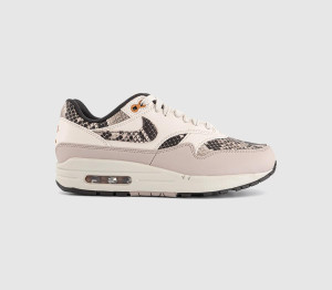 Nike Air Max 1 Girls Light Brown Snake Print Trainers, Size: 4