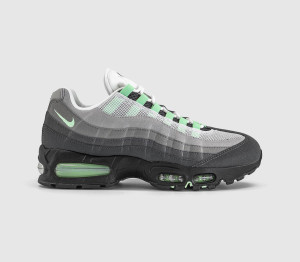 Nike Mens Air Max 95 Trainers Black Fresh Mint White Medium Grey, 7.5