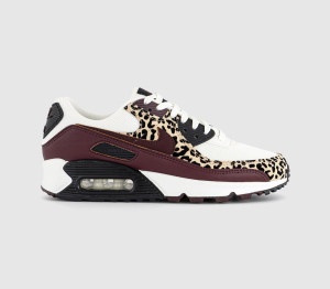 Nike Womens Air Max 90 Trainers Sail Burgundy Crush Velvet Brown Red, 9.5