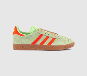adidas Girls Gazelle Trainers Semi Green Spark Solar Orange Gum, 4