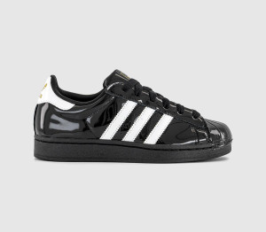 Adidas Superstar II Trainers Black White Patent, 4.5