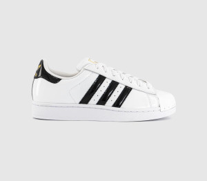 Adidas Womens Superstar II Trainers White Black Patent, 4