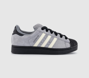 Adidas Womens Superstar II Trainers Grey Cream White Black, 5