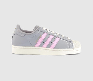 Adidas Womens Superstar II Trainers Grey Clear Pink Offwhite, 4.5