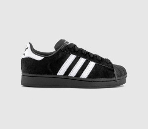 Adidas Womens Superstar II Trainers Core Black White Pony, 4.5