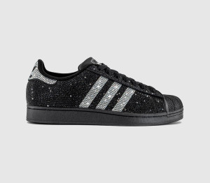 adidas Womens Superstar II Trainers Crystal Black Silver, 6.5