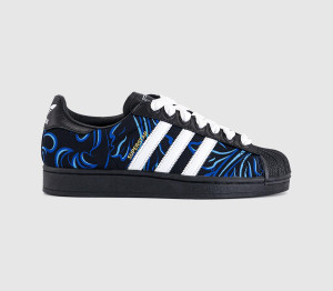 adidas Boys Superstar II Trainers Afa Away Core Black White Lucid Blue, 5.5