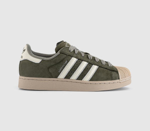 adidas Mens Superstar II Trainers Olive Strata Offwhite Stone Khaki In Green, 7.5