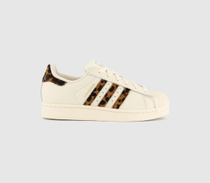 Adidas Womens Superstar II Trainers Cream White Leopard Print Natural, 4