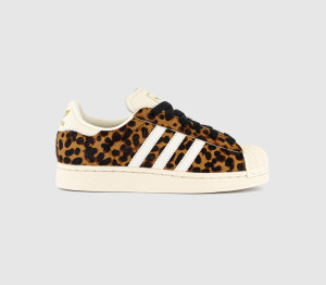 adidas Womens Superstar II Trainers Leopard Cream White Gold Metallic In Multi, 5