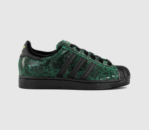Adidas Womens Superstar II Trainers Snake Print Collegiate Green Black Gold Metallic Multi, 5