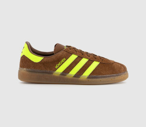Adidas Womens Munchen Trainers Preloved Brown Solar Yellow Gum, 3.5
