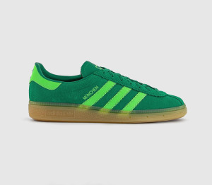 Adidas Womens München Trainers Court Green Lime Burst Gum, 3.5