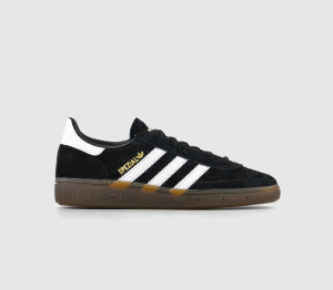 Adidas Handball Spezial Mens Black And White Suede Stripe Adidas Trainers, Size: 8.5