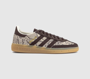 Adidas Womens Handball Spezial Trainers White Brown Snake Skin, 6.5