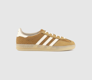 adidas Womens Gazelle Indoor Trainers Brown Desert Wonder White, 3.5