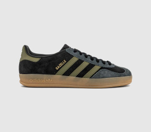 adidas Womens Gazelle Indoor Trainers Black Focus Olive Carbon, 5