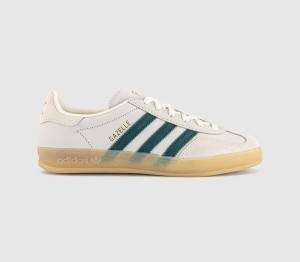 adidas Womens Gazelle Indoor Trainers Cream White White Collegiate Green Gum In Natural, 7