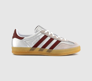 adidas Womens Gazelle Indoor Trainers Silver Metallic Shadow Red Gum In Multi, 7