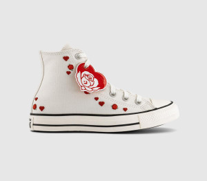 Converse Womens All Star Hi Trainers Vintage White Red Egret, 7.5