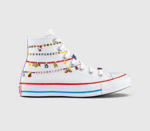 Converse Womens x Hello Kitty All Star Hi Trainers White Red Yellow, 3