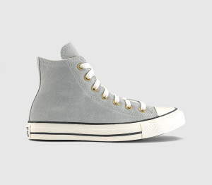 Converse Womens All Star Hi Trainers Light Grey Egret Black, 8.5