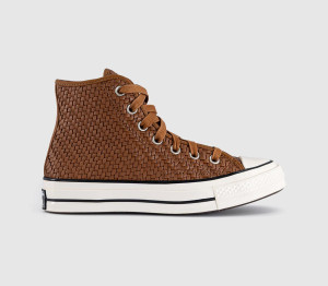 Converse Womens All Star Hi Trainers Woven Warm Tan Egret Black, 6
