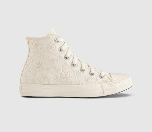 Converse Womens All Star Hi Trainers Egret Black Flower, 3.5