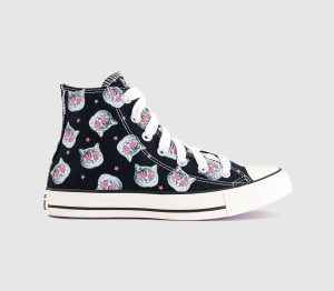 Converse Womens All Star Hi Trainers Cat Black Shocking Orchid Egret, 4